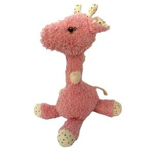 Hallmark Pink Giraffe Plush Stuffed Toy Cream Off White Green Blue Polka Dots